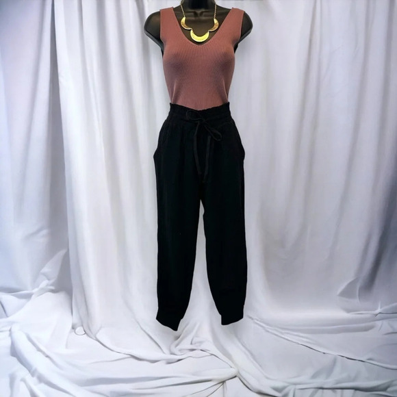 White birch cropped/petite paper bag waist joggers - Picture 2 of 11